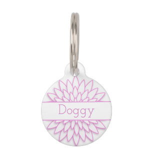 Geometric Pink  Flower Pet ID Tag