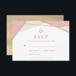 Geometric Pink & Gold Bat Mitzvah RSVP Card<br><div class="desc">This modern and chic Bat Mitzvah RSVP/response/reply card features a white background with faux gold geometric frames in pink. The reverse side features a faux gold background . Change the background color and personalize it for your needs. You can find matching products at my store.</div>