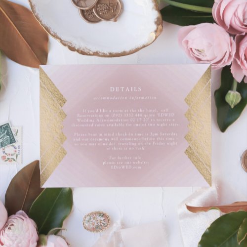 Geometric Pink Gold Foil Wedding Enclosure Card