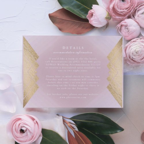 Geometric Pink Gold Gatsby Wedding Enclosure Card