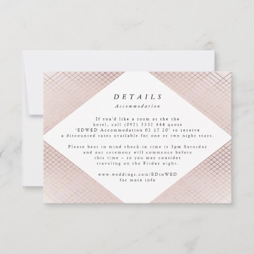 Geometric Pink Gold Gatsby Wedding Enclosure RSVP Card