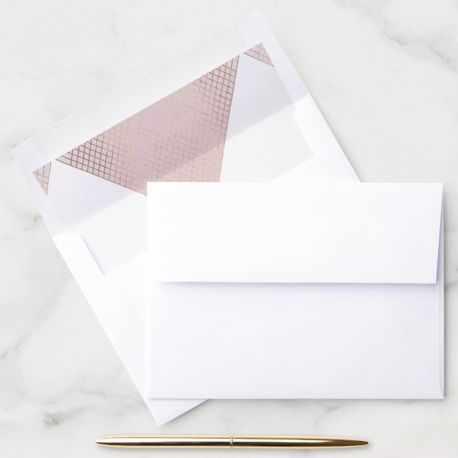 Geometric Pink Gold Gatsby Wedding Envelope Envelope Liner (Desk)