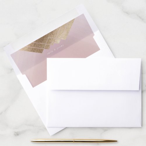 Geometric Pink Gold Gatsby Wedding Envelope Liner