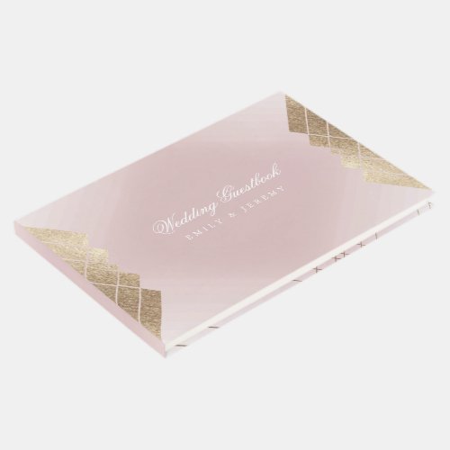 Geometric Pink Gold Gatsby Wedding Guest Book
