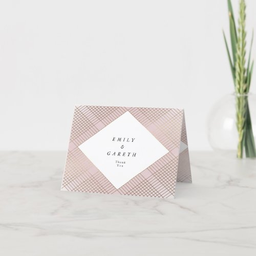 Geometric Pink Gold Gatsby Wedding Thank You