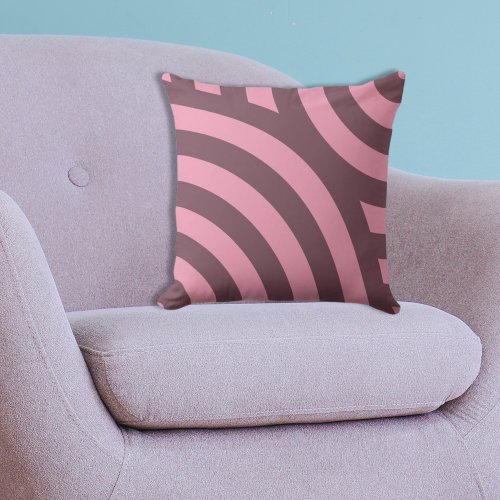 Geometric Pink Nested Quarter Circle Pattern Throw Pillow