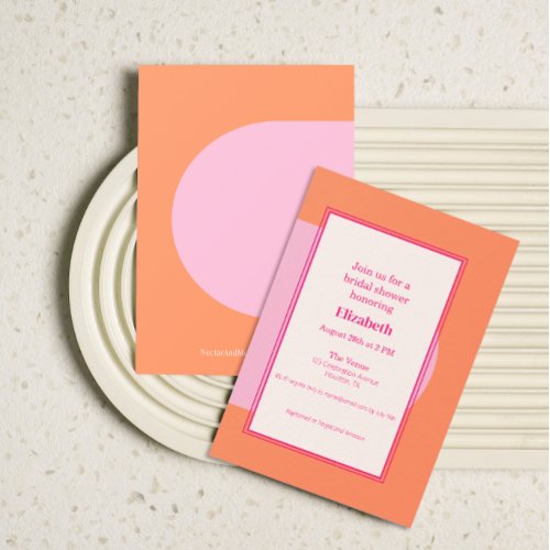 Geometric Pink  Orange Bridal Shower Invitation