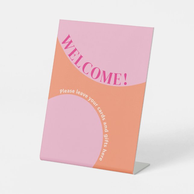 Geometric Pink & Orange Gift Table Sign (Front)