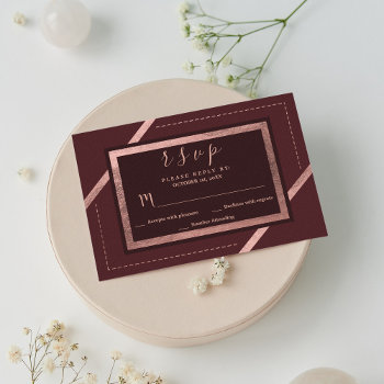Geometric Pink Rose Gold Burgundy Rsvp by pink_water at Zazzle
