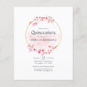 Geometric Pink Spring Cherry Blossom Quinceañera Flyer