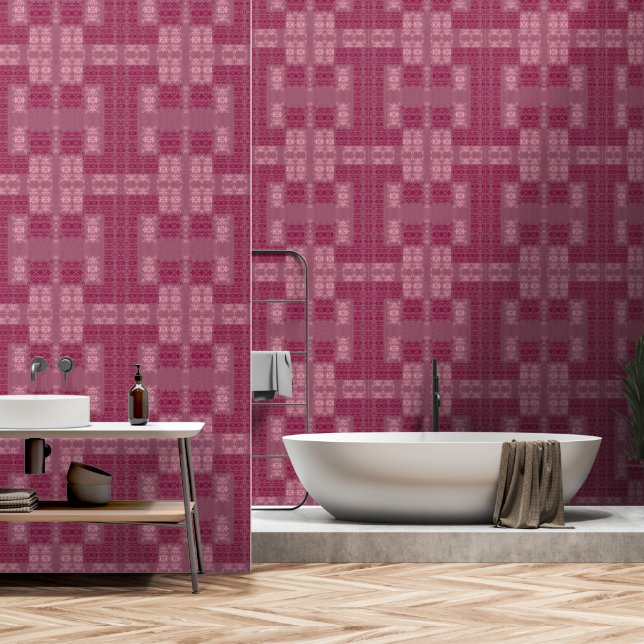 geometric pink wallpaper  (Bathroom)
