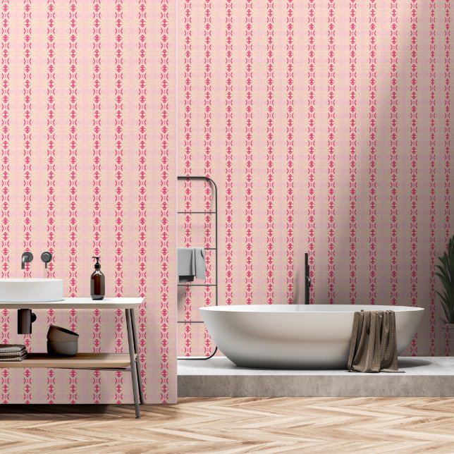 geometric pink wallpaper  (Bathroom)