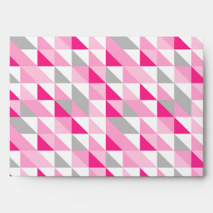 Geometric Pink White Gray Triangles Pattern Envelope