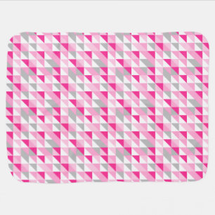 Geometric Pink White Gray Triangles Pattern Stroller Blanket