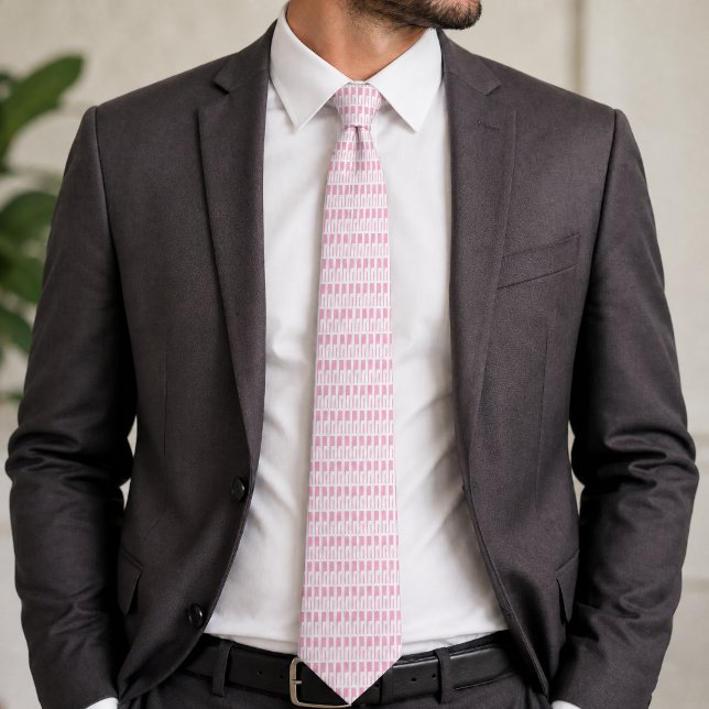 Geometric Pink White Pattern Neck Tie (Creator Uploaded)