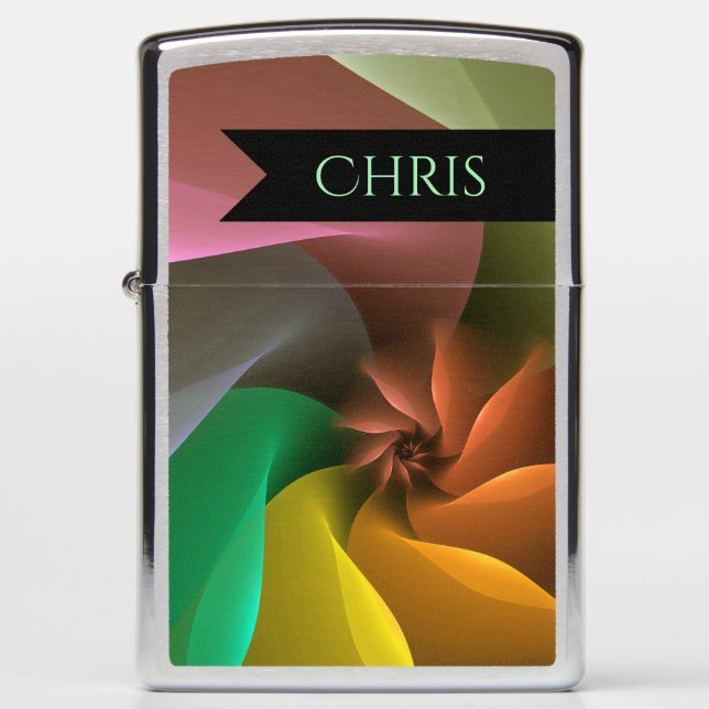 Geometric Pinwheel Pattern with Monogram Zippo Lighter (Front)
