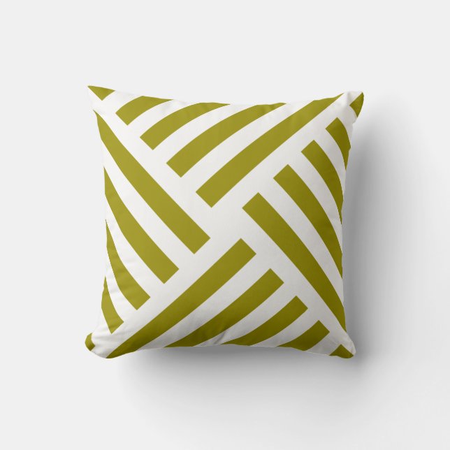 Geometric Pinwheel Stripe in Chartreuse Throw Pillow (Front)