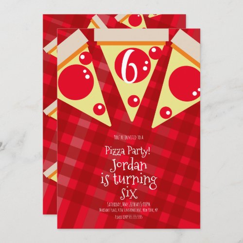 Geometric Pizza Slices Party Red Birthday    Invitation