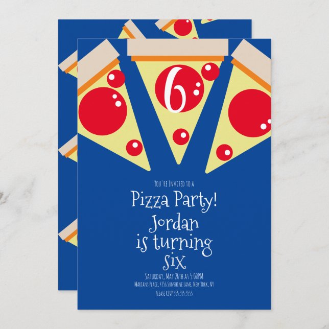Geometric Pizza Slices Party Toppings Birthday  Invitation (Front/Back)