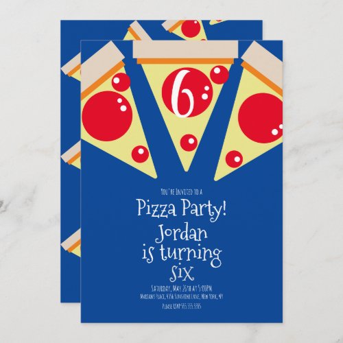 Geometric Pizza Slices Party Toppings Birthday  Invitation