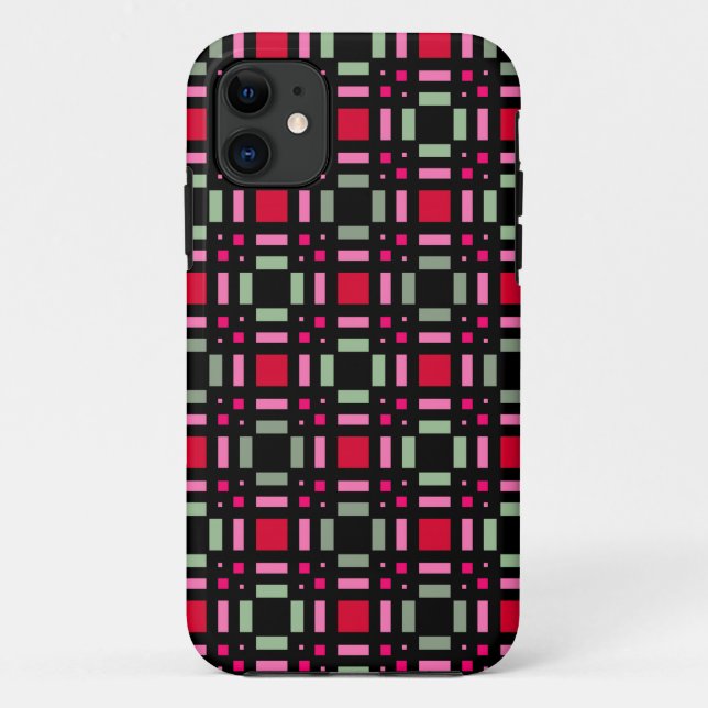 Geometric plaid green red black stripes  Case-Mate iPhone case (Back)