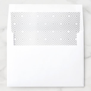 GEOMETRIC plain modern bold white faux foil silver Envelope Liner
