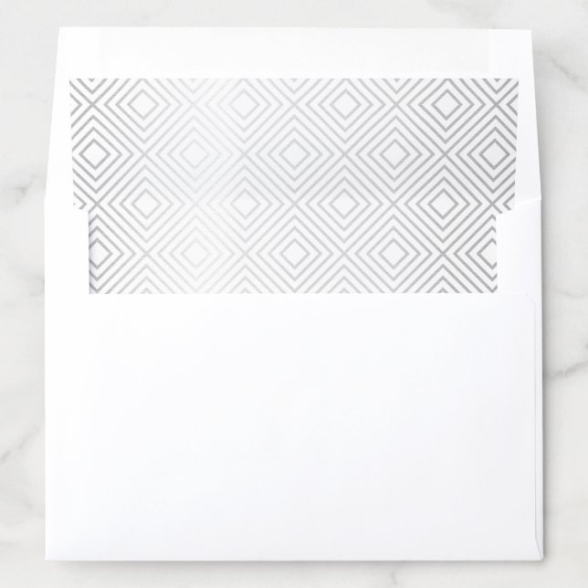 GEOMETRIC plain modern bold white faux foil silver Envelope Liner (In Envelope)