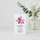 Geometric Plant Flower - Pink Business Card (Standing Front)