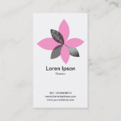 Geometric Plant Flower - Pink Business Card (Back)
