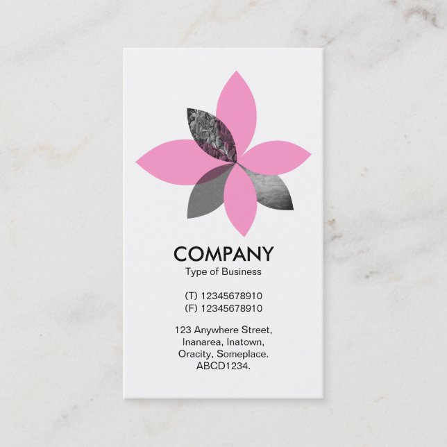 Geometric Plant Flower - Pink Business Card (Front)