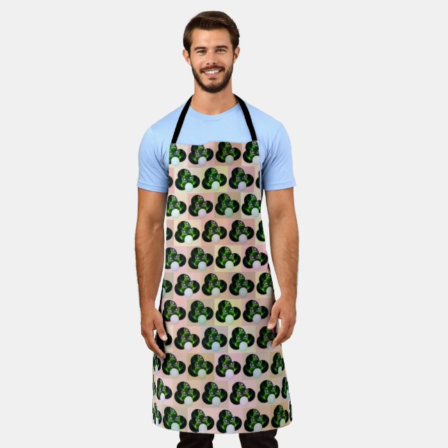 Geometric Play: Checked Lawn Bowls in Block Art Apron (Worn)