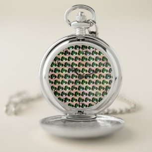 Geometric Play: Checked Lawn Bowls in Block Art Pocket Watch