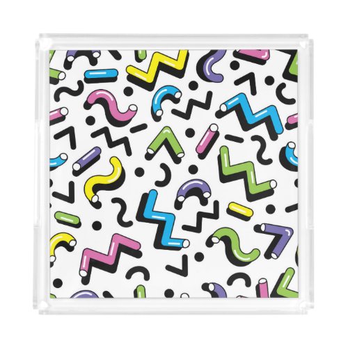 Geometric Play Doodle Shapes Pattern Acrylic Tray