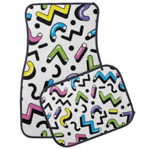 Geometric Play: Doodle Shapes Pattern Car Floor Mat