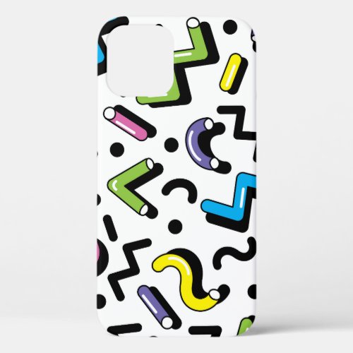 Geometric Play Doodle Shapes Pattern iPhone 12 Case