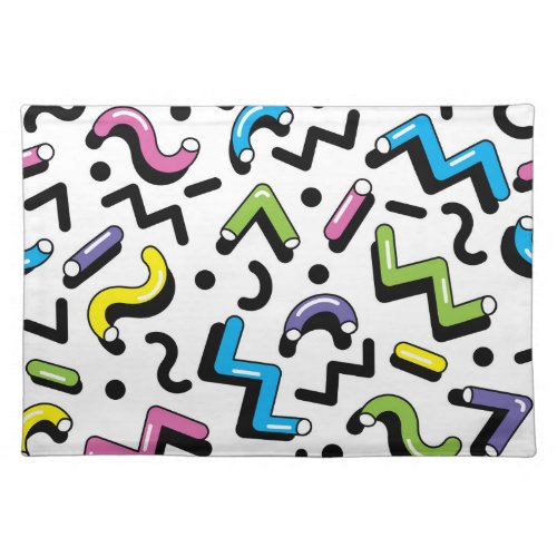 Geometric Play Doodle Shapes Pattern Cloth Placemat