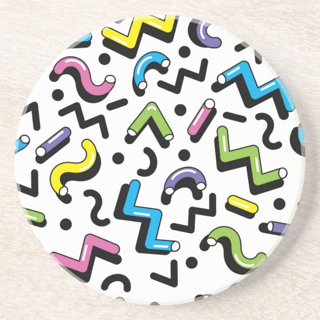 Geometric Play: Doodle Shapes Pattern Coaster (Front)