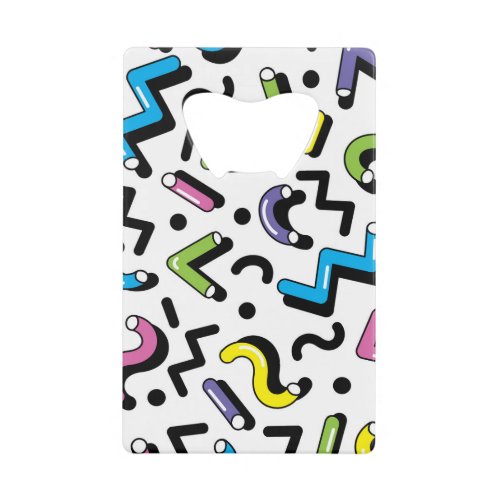 Geometric Play Doodle Shapes Pattern Credit Card Bottle Opener