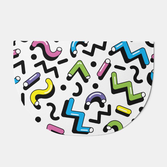 Geometric Play: Doodle Shapes Pattern Doormat (Front)