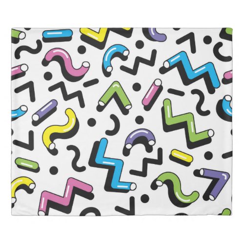 Geometric Play Doodle Shapes Pattern Duvet Cover