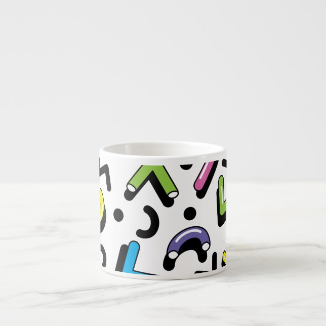 Geometric Play: Doodle Shapes Pattern Espresso Cup (Front)