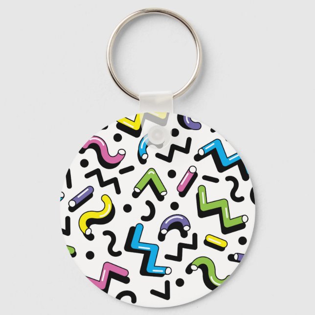 Geometric Play: Doodle Shapes Pattern Keychain (Front)