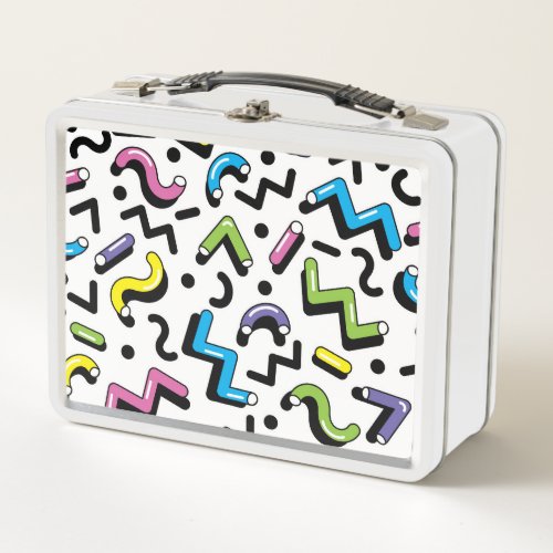 Geometric Play Doodle Shapes Pattern Metal Lunch Box