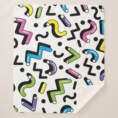 Geometric Play Doodle Shapes Pattern Sherpa Blanket