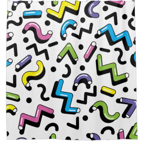 Geometric Play Doodle Shapes Pattern Shower Curtain