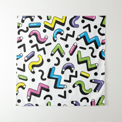 Geometric Play Doodle Shapes Pattern Tapestry