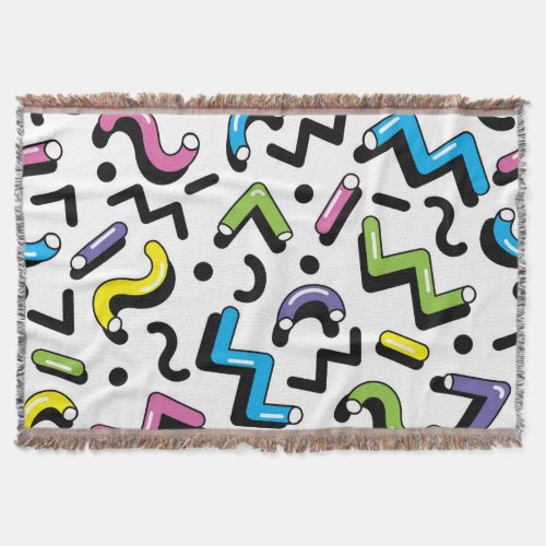 Geometric Play Doodle Shapes Pattern Throw Blanket