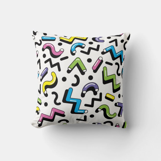 Geometric Play: Doodle Shapes Pattern Throw Pillow (Front)