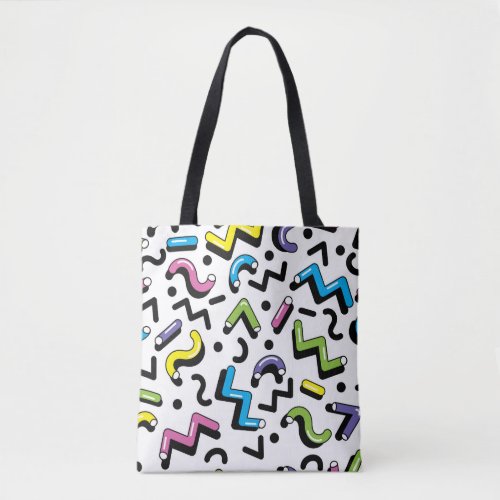 Geometric Play Doodle Shapes Pattern Tote Bag