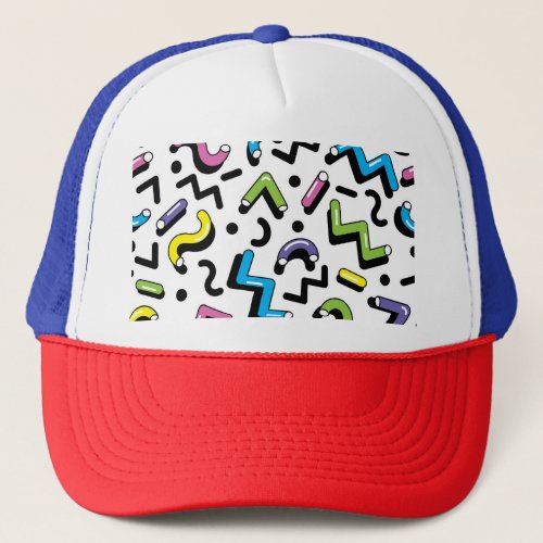 Geometric Play Doodle Shapes Pattern Trucker Hat